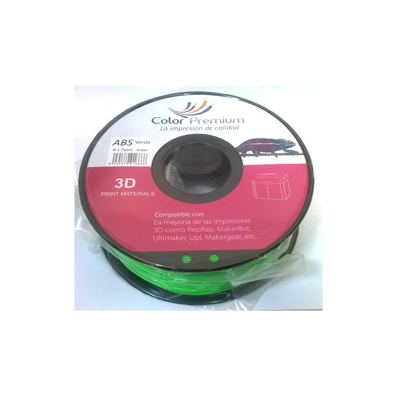 Bobina filamento 3D ABS 1.75mm color verde