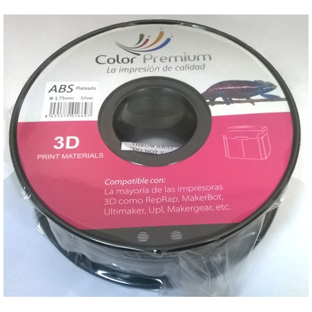 Bobina filamento 3D ABS 1.75mm color plata