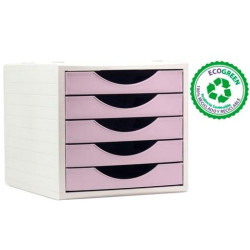 4005 RS PS ARCHIVO 2000 MÓDULO ORGANIZADOR ECOGREEN SOBREMESA 5 CAJONES 340X270X260 RECICLADO ROSA PASTEL