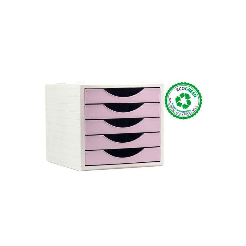 4005 RS PS ARCHIVO 2000 MÓDULO ORGANIZADOR ECOGREEN SOBREMESA 5 CAJONES 340X270X260 RECICLADO ROSA PASTEL