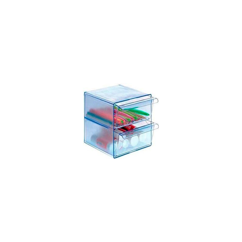 6702 AZ TP ARCHIVO 2000 ORGANIZADOR ARCHICUBO 2 CAJONES 190X150X150 MM AZUL TRANSPARENTE