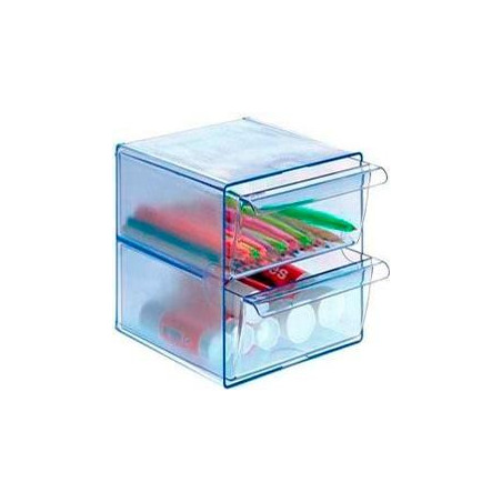 6702 AZ TP ARCHIVO 2000 ORGANIZADOR ARCHICUBO 2 CAJONES 190X150X150 MM AZUL TRANSPARENTE