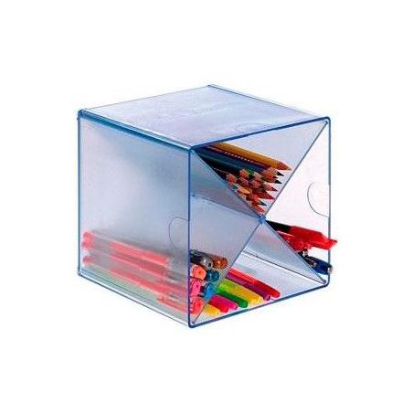 6703 AZ TP ARCHIVO 2000 ORGANIZADOR ARCHICUBO DIVISOR EN ASPA 4 COMPARTIMENTOS 150X150X150MM AZUL TRANSPARENTE