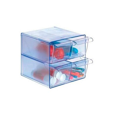 6704 AZ TP ARCHIVO 2000 ORGANIZADOR ARCHICUBO 4 CAJONES 190X150X150MM AZUL TRANSPARENTE