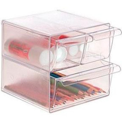 6708 CS TP ARCHIVO 2000 ORGANIZADOR ARCHICUBO 2 CAJONES PEQUEÑOS + 1 CAJÓN GRANDE 190X150X150 MM CRISTAL TRANSPARENTE