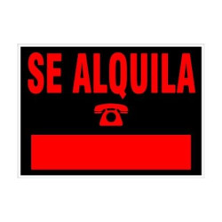 6163 NE ARCHIVO 2000 CARTEL "SE ALQUILA" 500X230 MM PVC NEGRO