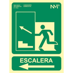 6170-13H VE ARCHIVO 2000 SEÑAL "SALIDA DE EMERGENCIA ESCALERA SUBE IZQUIERDA" 224X300MM PVC 700 MICRAS VERDE