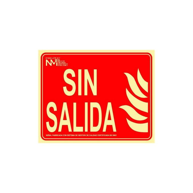 6171-06H RJ ARCHIVO 2000 SEÑAL DE INCENDIO "SIN SALIDA" 210X250MM PP ROJO