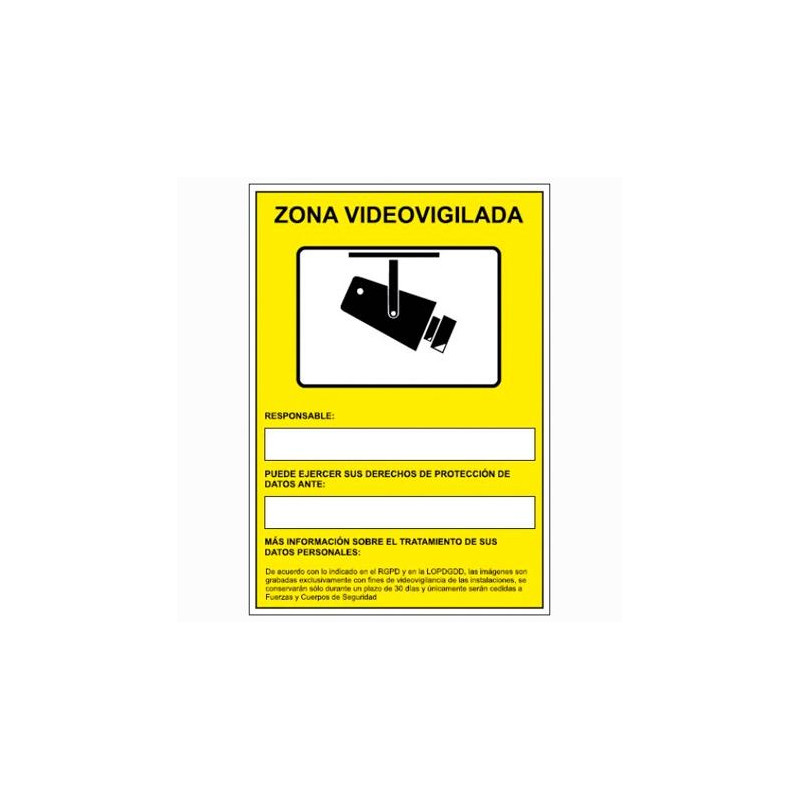 6172-09 AM ARCHIVO 2000 SEÑAL "CÁMARAS DE VIGILANCIA EN GRABACIÓN LAS 24 HORAS" 210X297 PVC AMARILLO