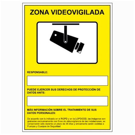 6172-09 AM ARCHIVO 2000 SEÑAL "CÁMARAS DE VIGILANCIA EN GRABACIÓN LAS 24 HORAS" 210X297 PVC AMARILLO