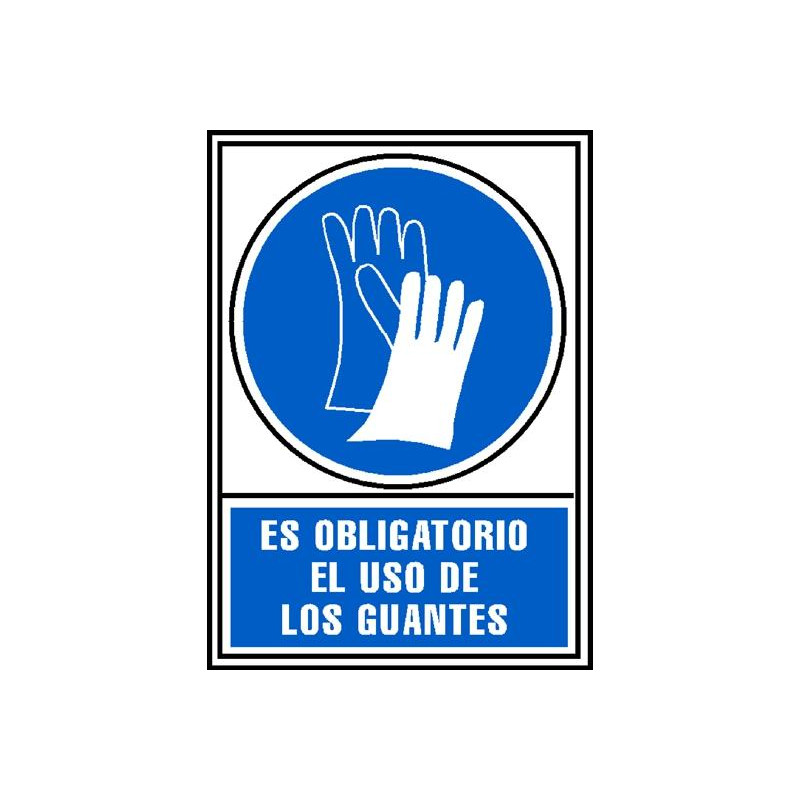 6173-03AZ ARCHIVO 2000 SEÑAL "OBLIGATORIO USO DE GUANTES" 210X297 PVC AZUL Y BLANCO