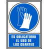 6173-03AZ ARCHIVO 2000 SEÑAL "OBLIGATORIO USO DE GUANTES" 210X297 PVC AZUL Y BLANCO