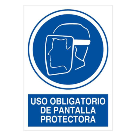 6173-04AZ ARCHIVO 2000 SEÑAL "OBLIGATORIO USO DE PANTALLA PROTECTORA" 210X297 PVC AZUL Y BLANCO