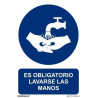 6173-13-AZ ARCHIVO 2000 SEÑAL "OBLIGATORIO LAVARSE LAS MANOS" 210X297 PVC AZUL Y BLANCO