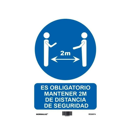 6173-16-AZ ARCHIVO 2000 SEÑAL "OBLIGATORIO MANTENER LA DISTANCIA DE SEGURIDAD 2M" 210X297 PVC AZUL Y BLANCO