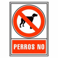 6174-03 RJ ARCHIVO 2000 SEÑAL "PERROS NO" 210X297MM PVC 700 MICRAS BLANCO/ROJO