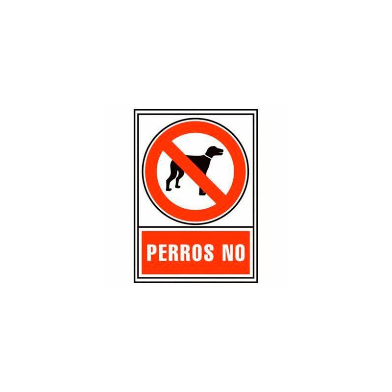 6174-03 RJ ARCHIVO 2000 SEÑAL "PERROS NO" 210X297MM PVC 700 MICRAS BLANCO/ROJO