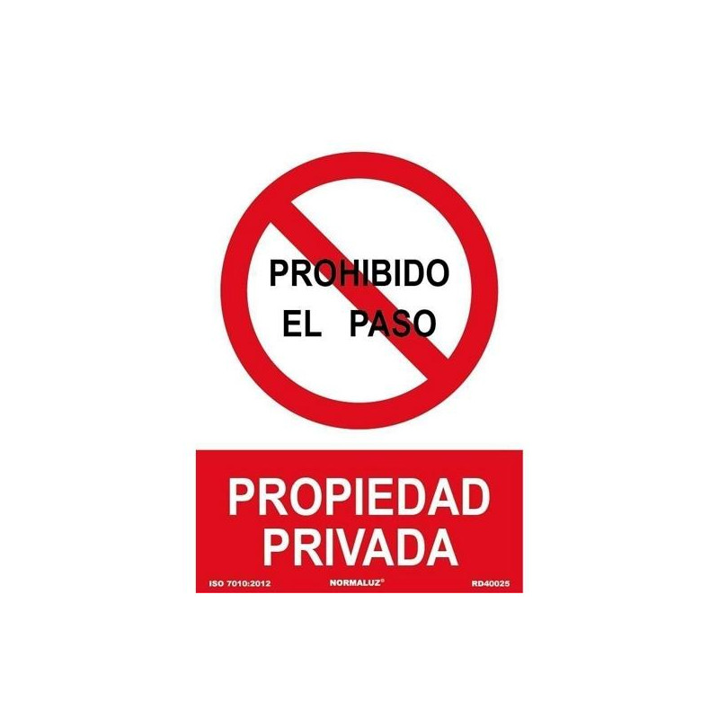 6174-09 RJ ARCHIVO 2000 SEÑAL "PROHIBIDO EL PASO PROPIEDAD PRIVADA" 210X300MM PP ROJO/BLANCO