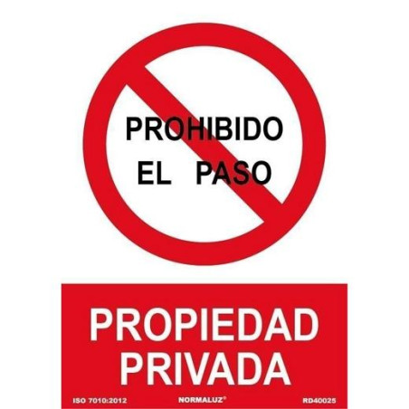 6174-09 RJ ARCHIVO 2000 SEÑAL "PROHIBIDO EL PASO PROPIEDAD PRIVADA" 210X300MM PP ROJO/BLANCO