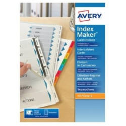 01732061 AVERY ÍNDICES SEPARADORES 12 PESTAÑAS PERSONALIZADAS INDEX MAKER SIN AGUJEROS 222X297MM BLANCO