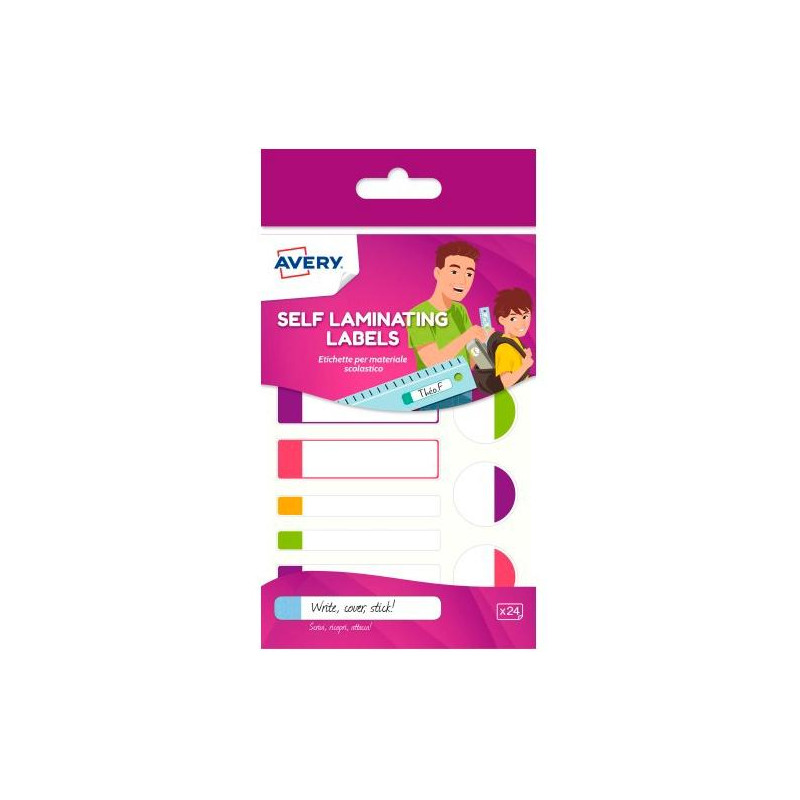 APFLUO24-UK AVERY ETIQUETAS ADHESIVAS PARA EL MATERIAL ESCOLAR 12 X 2H C/FLUORESCENTES