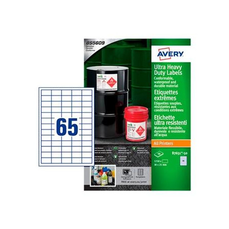 B7651-50 AVERY ETIQUETAS ULTRA RESISTENTES 38X21