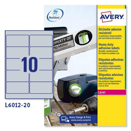 L6012-20 AVERY ETIQUETAS ADHESIVAS PERMANENTES 96X50