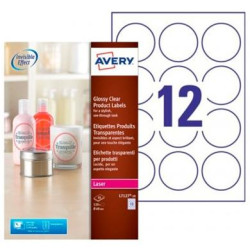 L7127-10 AVERY ETIQUETAS ADHESIVAS CIRCULARES Ø60MM LÁSER 12 X 10H TRANSPARENTE BRILLANTE