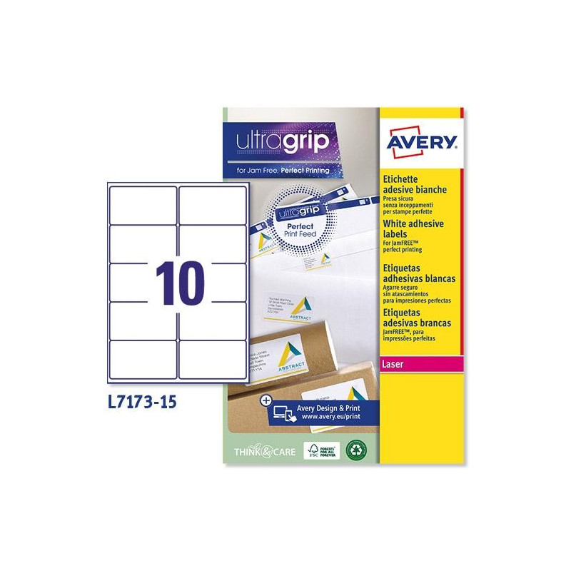 L7173-15 AVERY ETIQUETAS ADHESIVAS ULTRAGRIP PARA PAQUETES 99