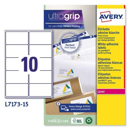 L7173-15 AVERY ETIQUETAS ADHESIVAS ULTRAGRIP PARA PAQUETES 99