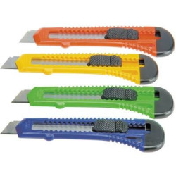 301836 BAT CUTTER ANCHO / CUCHILLA FRACTURABLE DE 18 MM / SISTEMA BLOQUEO CUCHILLA INTERCAMBIABLE BLISTER COLORES SURTIDOS