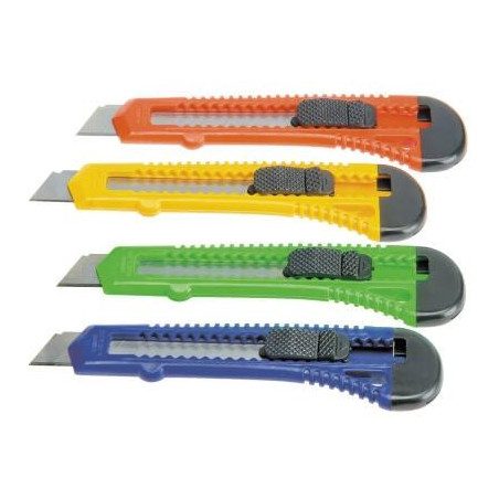 301836 BAT CUTTER ANCHO / CUCHILLA FRACTURABLE DE 18 MM / SISTEMA BLOQUEO CUCHILLA INTERCAMBIABLE BLISTER COLORES SURTIDOS