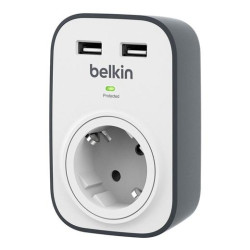 BSV103VF BELKIN REGLETA DE PROTECCION CONTRA SOBRETENSIONES CON 1 TOMA + 2 USB