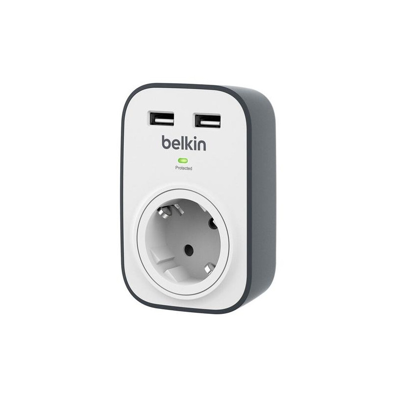 BSV103VF BELKIN REGLETA DE PROTECCION CONTRA SOBRETENSIONES CON 1 TOMA + 2 USB