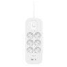 SRB002VF2M BELKIN REGLETA DE PROTECCION CONTRA SOBRETENSIONES CON 6 TOMAS + USB + USB-C BOTÓN DE APAGADO Y ENCENDIDO BLANCO