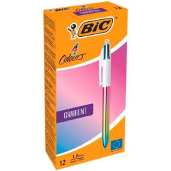 511034 BIC BOLÍGRAFO 4 COLORES GRADIENT CUERPO BLANCO/MULTICOLOR CAJA 12 UD