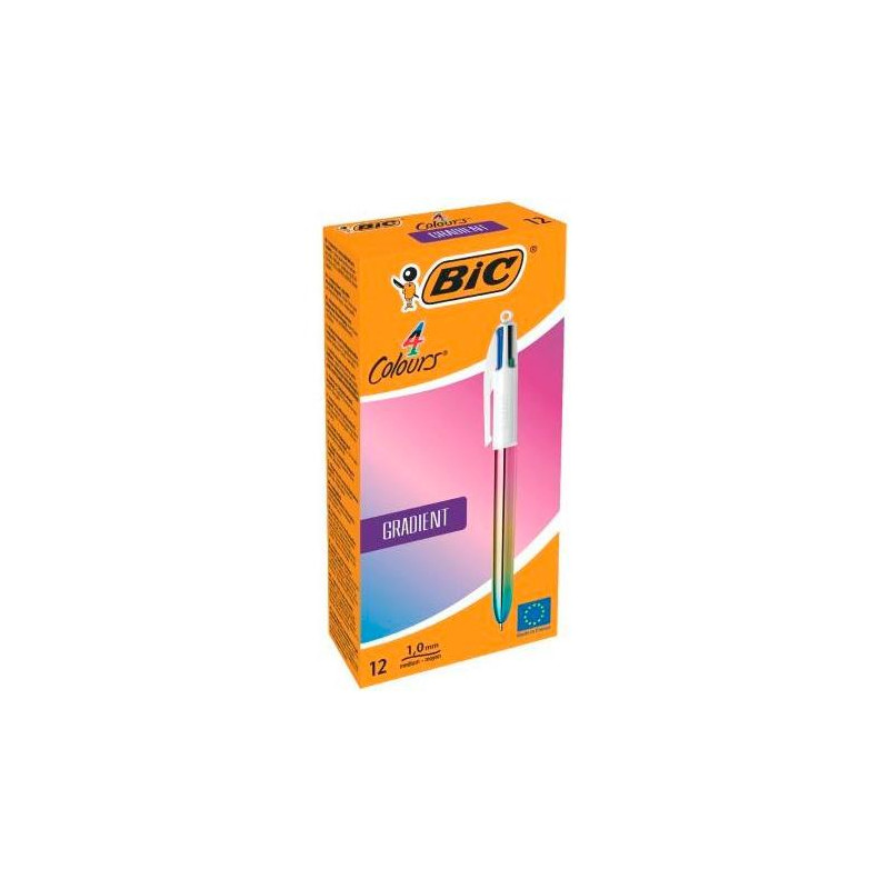 511034 BIC BOLÍGRAFO 4 COLORES GRADIENT CUERPO BLANCO/MULTICOLOR CAJA 12 UD