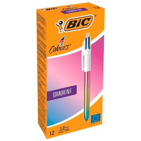 511034 BIC BOLÍGRAFO 4 COLORES GRADIENT CUERPO BLANCO/MULTICOLOR CAJA 12 UD