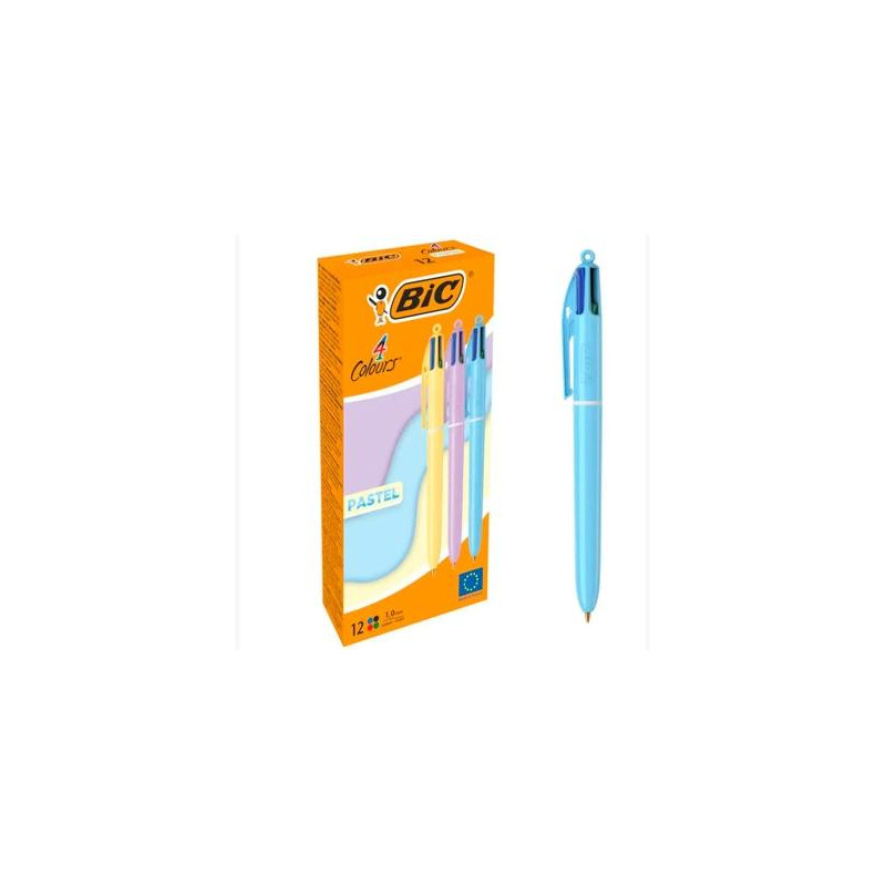 517320 BIC BOLÍGRAFO 4 COLORES CUERPO PASTEL SURTIDOS CAJA 12 UD