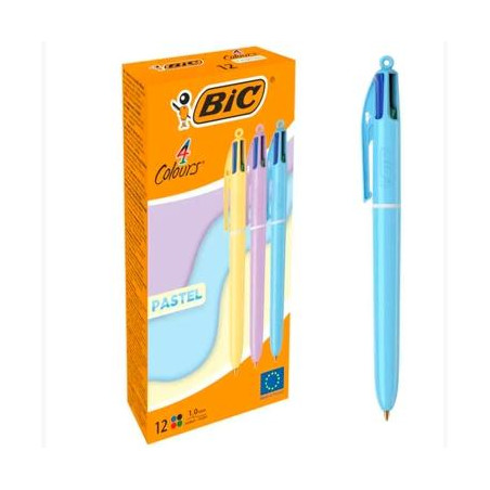 517320 BIC BOLÍGRAFO 4 COLORES CUERPO PASTEL SURTIDOS CAJA 12 UD