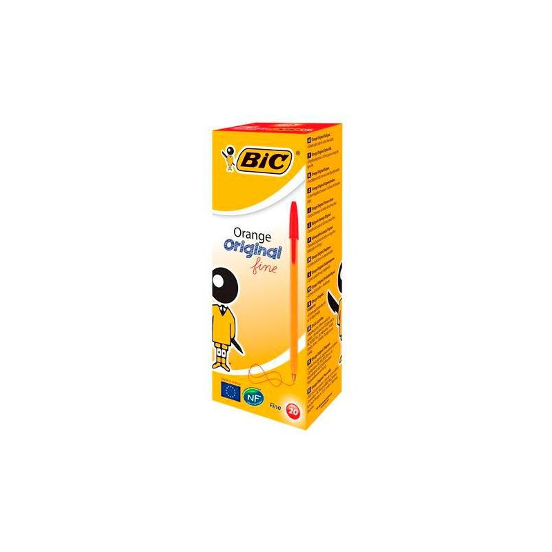 8099241 BIC BOLÍGRAFO NARANJA ORIGINAL FINE ROJO CAJA 20 UD