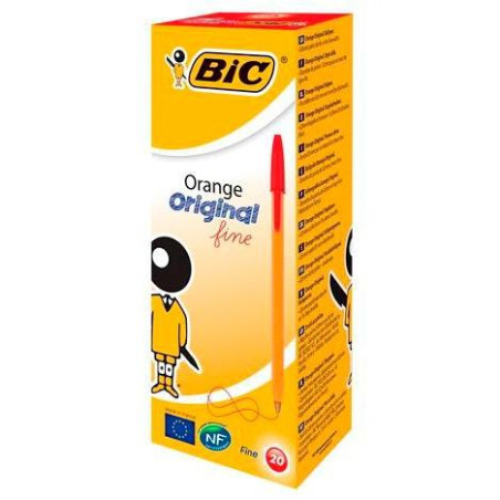 8099241 BIC BOLÍGRAFO NARANJA ORIGINAL FINE ROJO CAJA 20 UD