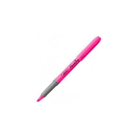 811934 BIC MARCADOR FLUORESCENTE HIGHLIGHTER GRIP PUNTA BISELADA ROSA CAJA 12 UD