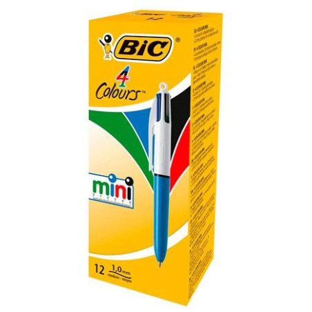 895958 BIC BOLÍGRAFO ORIGINAL MINI TINTA DE 4 COLORES CUERPO AZUL / BLANCO - CAJA 12U -