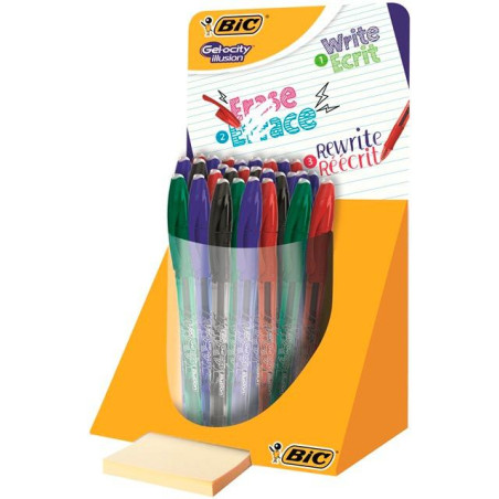 943462 BIC ROLLER TINTA GEL BORRABLE GEL-OCITY ILLUSION C/SURTIDOS BOTE EXPOSITOR 28 UD