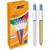 964775 BIC BOLÍGRAFO 4 COLORES SHINE SILVER CUERPO BLANCO/SURTIDO METÁLICO CAJA 12 UD