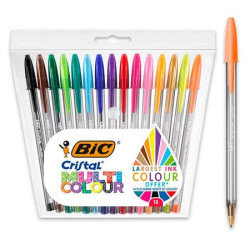 964899 BIC BOLÍGRAFO CRISTAL MULTICOLOR 15 COLORES DIFERENTES BLÍSTER 15 UD