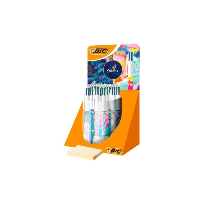 9649042 BIC BOLÍGRAFO 4 COLORES DECORS CUERPO BLANCO/MULTICOLOR SURTIDOS EXPOSITOR 30 UD