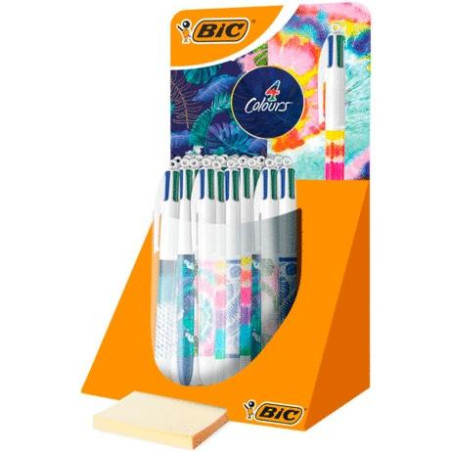 9649042 BIC BOLÍGRAFO 4 COLORES DECORS CUERPO BLANCO/MULTICOLOR SURTIDOS EXPOSITOR 30 UD