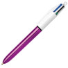 982876 BIC BOLÍGRAFO 4 COLORES SHINE SILVER CUERPO BLANCO/MORADO METÁLICO CAJA 12 UD